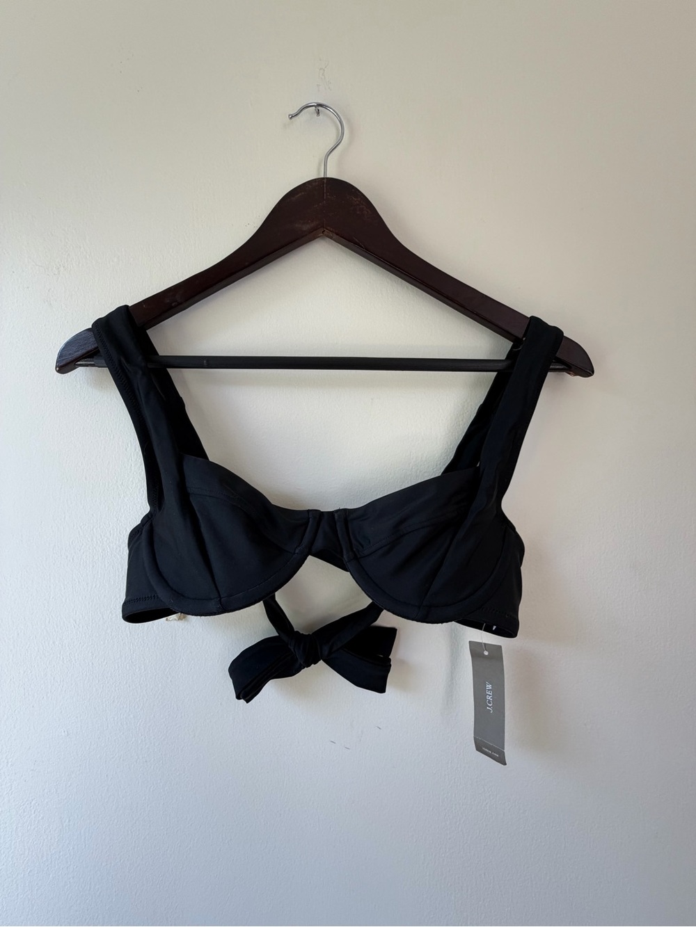 J. Crew Black Underwire Tie-Back Bikini Top